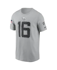 Nike Men's Trevor Lawrence Gray Jacksonville Jaguars 2024 Salute To Service Name Number T-Shirt