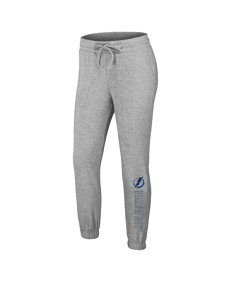 Wear by Erin Andrews Women's Heather Gray Tampa Bay Lightning Knit Long Sleeve Tri-Blend T-Shirt, Pants and Sleep Set