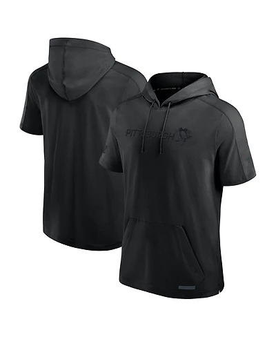 Fanatics Men's Black Pittsburgh Penguins Authentic Pro Road Performance Short Sleeve Pullover Hoodie
