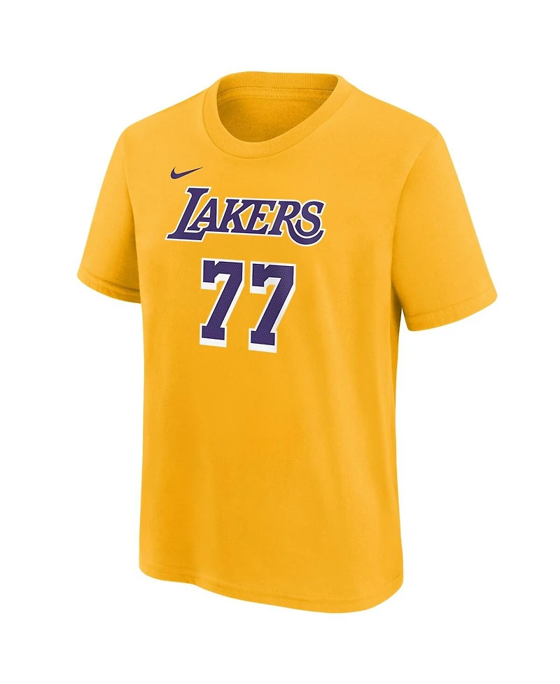 Nike Men's Luka Doncic Gold Los Angeles Lakers Icon Edition Name Number T-Shirt