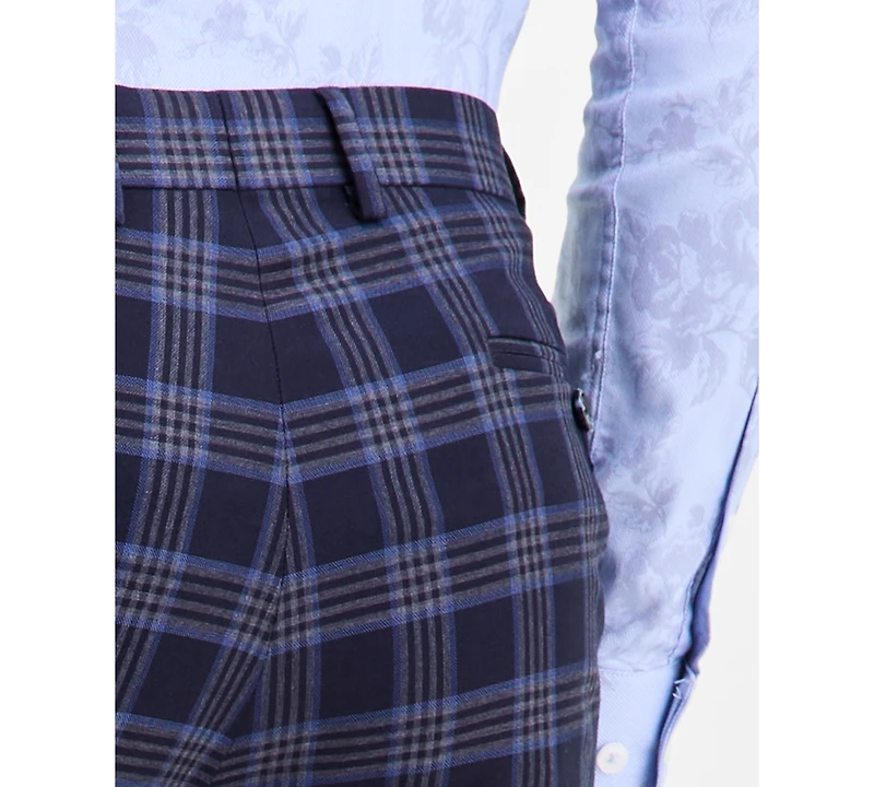 Tayion Collection Men's Classic-Fit Plaid Suit Separate Pants