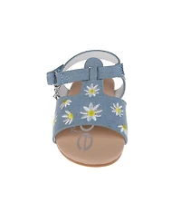 Bebe Toddler Girls Denim and Embroidered Flowers Sandals