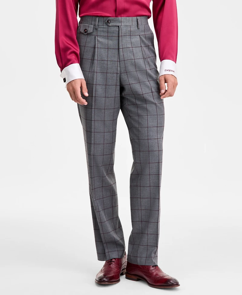 Tayion Collection Men's Classic-Fit Windowpane Suit Pants