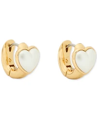 Kate Spade New York Gold-Tone Small Cubic Zirconia Heart Huggie Hoop Earrings, 0.51"