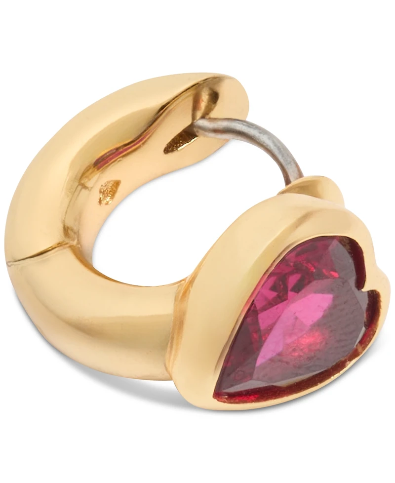 Kate Spade New York Gold-Tone Small Cubic Zirconia Heart Huggie Hoop Earrings, 0.51"