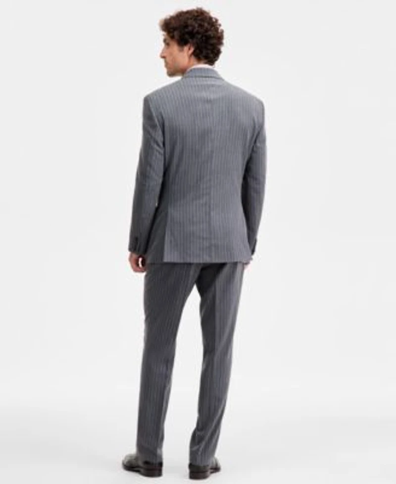 Tayion Collection Mens Classic Fit Pinstripe Double Breasted Suit Separates