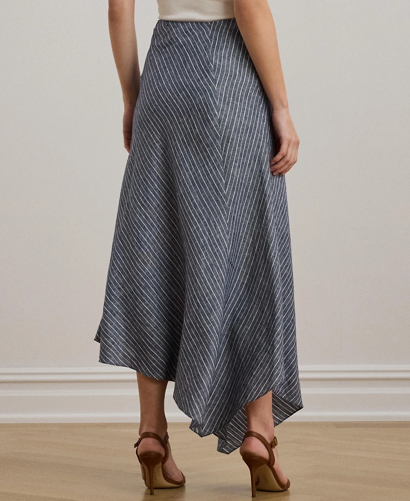 Lauren Ralph Lauren Women's Striped Linen A-Line Midi Skirt