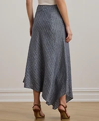 Lauren Ralph Lauren Women's Striped Linen A-Line Midi Skirt