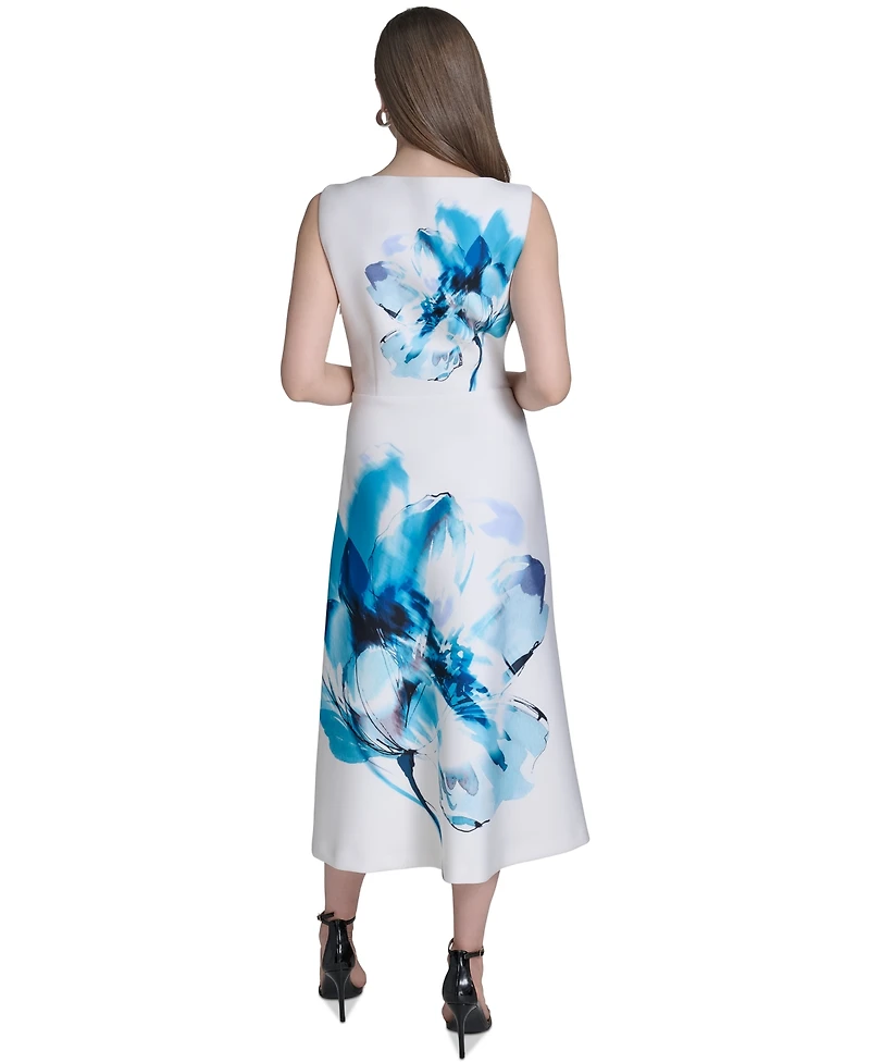 Halston Women's Floral-Print Fit & Flare Dress
