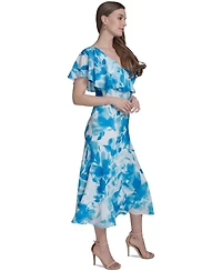 Halston Women's Floral-Print Ruffled One-Shoulder Dress