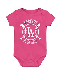 Outerstuff Baby Boys and Girls Blue Los Angeles Dodgers Slide Home 3-Pack Bodysuit Set