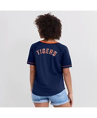 Fanatics Women's Navy Detroit Tigers League Diva Star Raglan V-Neck T-Shirt