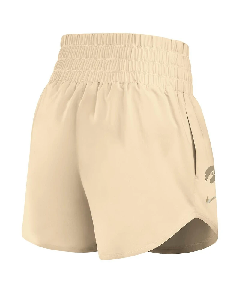 Nike Women's Beige Iowa Hawkeyes Performance One High-Rise Shorts