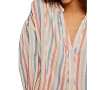 Free People Women's Striped Valley Double-Cloth Shirt