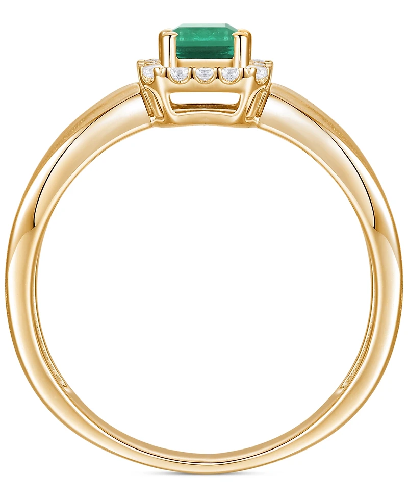 Emerald (5/8 ct. t.w.) & Diamond (1/6 Halo Ring 14k Gold (Also Ruby Sapphire)