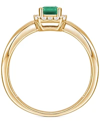 Emerald (5/8 ct. t.w.) & Diamond (1/6 Halo Ring 14k Gold (Also Ruby Sapphire)