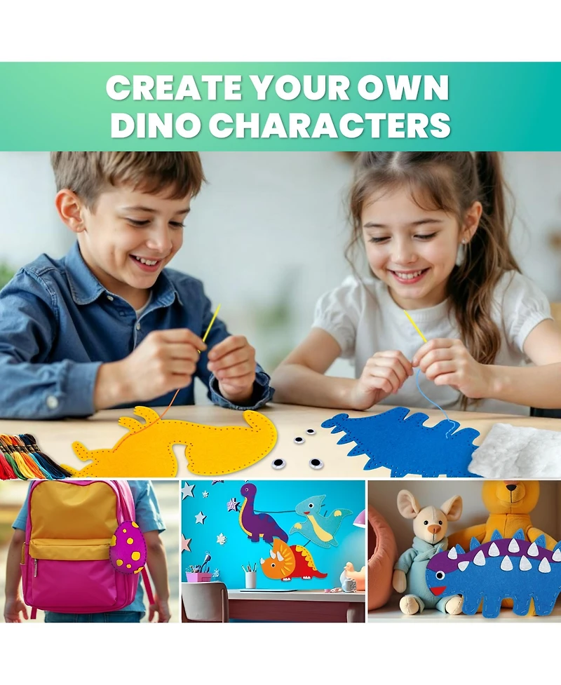 Quokka Kids Crafts Ages 4-8 Diy Beginner Needle and Thread Kit - 12 Sewing Basic