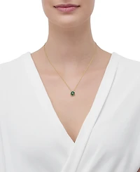 2-Pc. Set Lab-Created Emerald (1-3/8 ct. t.w.) & Lab-Created White Sapphire (1/3 ct. t.w.) Flower Pendant Necklace & Matching Stud Earrings in 14k Yel