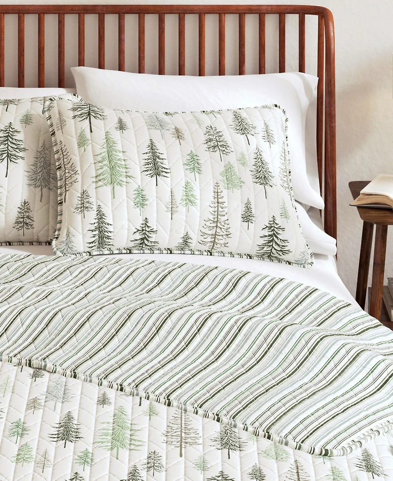 Linery & Co. Rustic Lodge Trees Microfiber Quilt Set With Shams