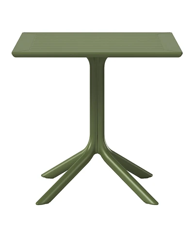 31.5" Square Outdoor Plastic Resin Patio Dining Table for 4