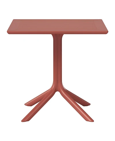 31.5" Square Outdoor Plastic Resin Patio Dining Table for 4