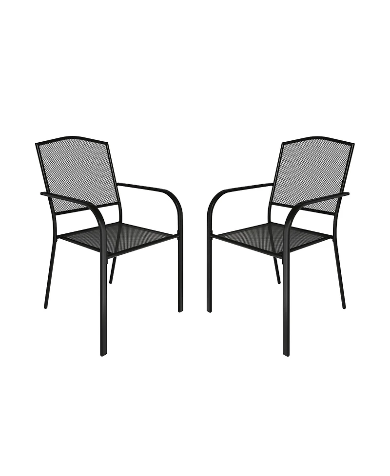 Black Metal Outdoor Patio Dining Chair Set of 2