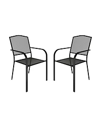 Black Metal Outdoor Patio Dining Chair Set of 2