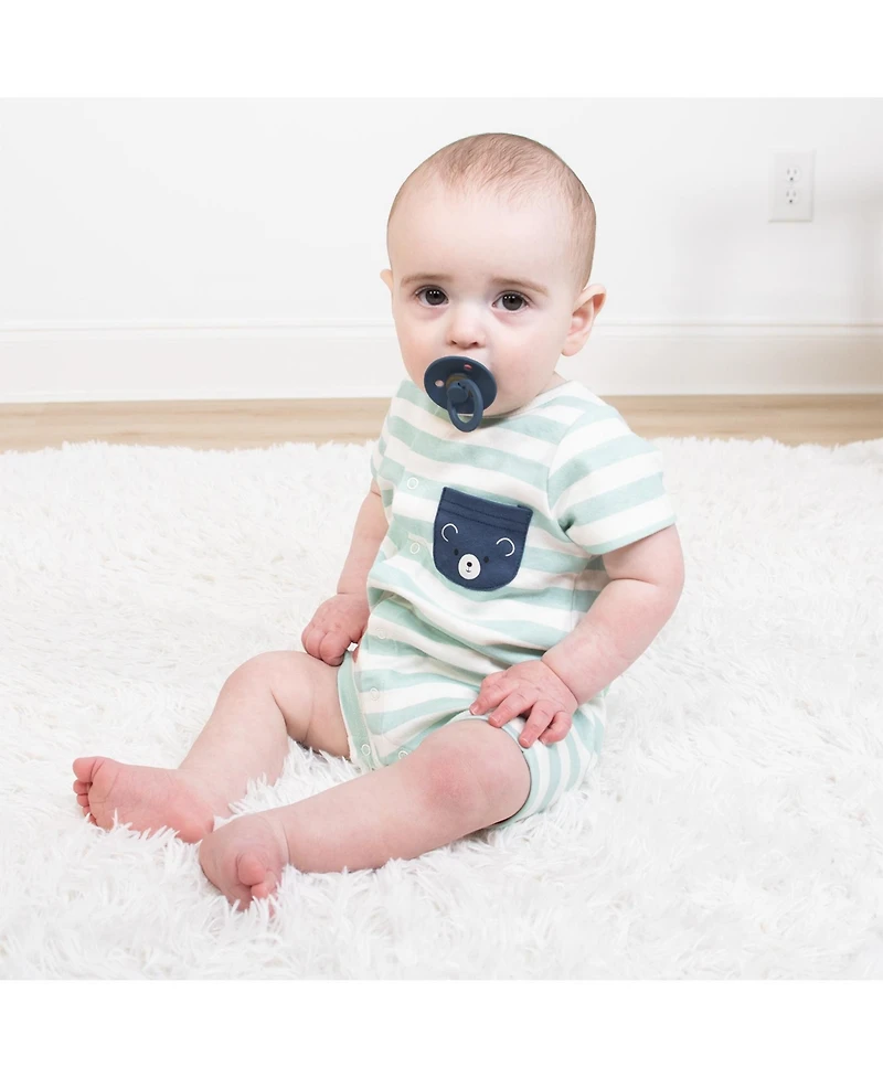 The Peanutshell Baby Boys Rompers - 2 Pack, Blue Stars