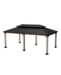 Mondawe 20 ft. x 12 ft. Outdoor Fir Solid Wood Frame Patio Gazebo Canopy Tent Shelter with Galvanized Steel Hardtop Pavilion