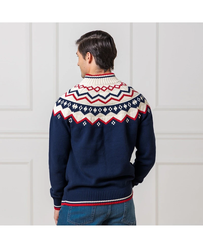 Hope & Henry Men's Half Zip Raglan Fair Isle Sweater