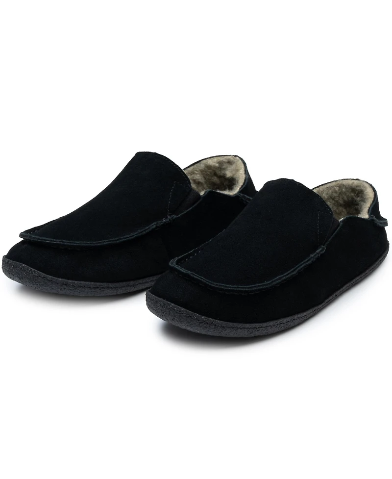 Alpine Swiss Men's Gary Genuine Suede Moccasin Slippers Sherpa Slip On Shoes