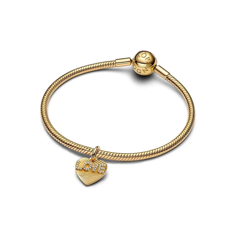 Pandora Gold-Plated Engravable Love Heart Dangle Charms