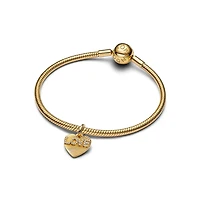 Pandora Gold-Plated Engravable Love Heart Dangle Charms