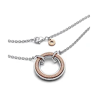 Pandora Signature Two-Tone Logo Pave Pendant Necklace