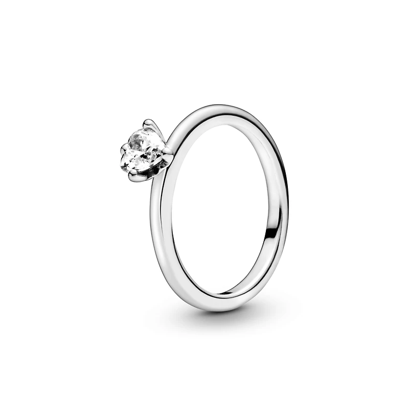 Pandora Sterling Silver Clear Heart Solitaire Ring