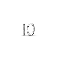 Pandora Sterling Silver Sparkle and Logo Hoop Earrings