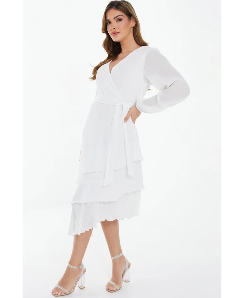 Quiz Women's Crinkle Chiffon Asymmetric Wrap Dress