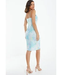 Quiz Women's Smudge Satin Wrap Midi Dress