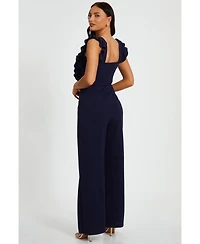 Quiz Women's Scuba Crepe Chain Front Frill Jumpsuit