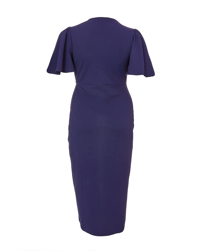 Quiz Plus Size Scuba Crepe Short Sleeve Wrap Midi Dress