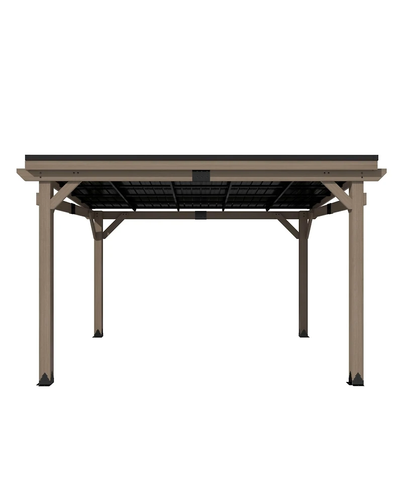 Mondawe 12 Ft. W x Ft. D Patio Wall-Mounted Solid Cedar Wood Gazebo with Galvanized Steel Roof