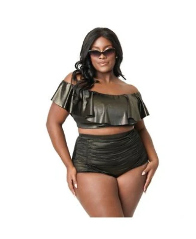 Plus Size Ruffled Ramona Swim Top Monroe High Waist Bikini Bottom