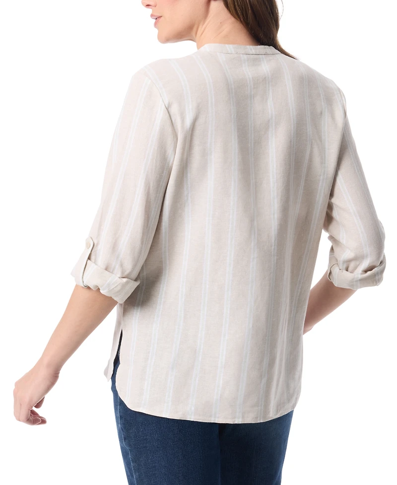 Gloria Vanderbilt Women's Sabina Linen Split-Neck Shirt