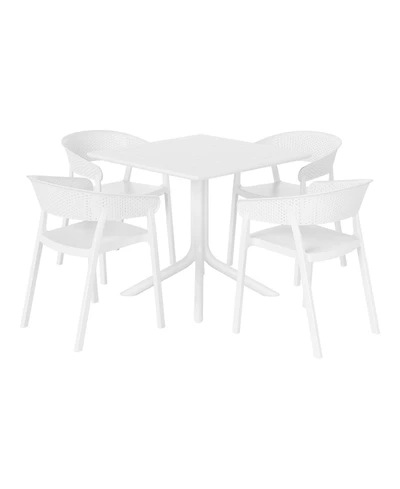 5-Piece Outdoor Resin Square Patio Dining Table Set with Stackable Patio Dining Chairs