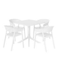 5-Piece Outdoor Resin Square Patio Dining Table Set with Stackable Patio Dining Chairs