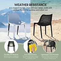 5-Piece Modern Square Patio Dining Table Set with Stackable Chairs