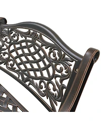 Outdoor Dining Chair Set of 2 Cast Aluminium Patio Dining Chair 2 Pcs Patio Bistro Chairs, Bronze