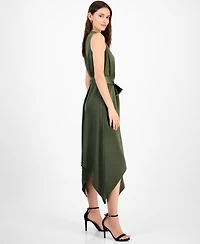 Anne Klein Women's Surplice Handkerchief-Hem Sleeveless Midi Dress