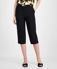 Anne Klein Women's Belted Pedal-Pusher Urban-Stretch Pull-On Capri Pants