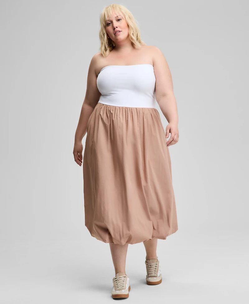 And Now This Plus Cotton Strapless Bubble Dress, Created for Macy's